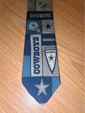Dallas Cowboys 100% Silk Tie Blue Multicolor Made in Korea